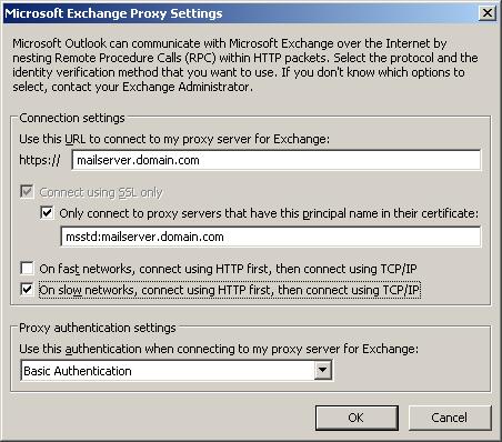 Outlook Microsoft Exchange Proxy Settings