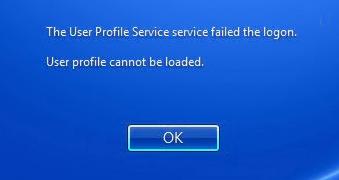 The User Profile Service failed the logon. User profile cannot be loaded