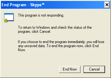 Skype - this program is not responding
