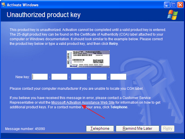 Activate Windows - Unauthorized product key