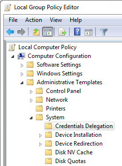 Computer Configuration > Administrative Templates > System > Credentials Delegation