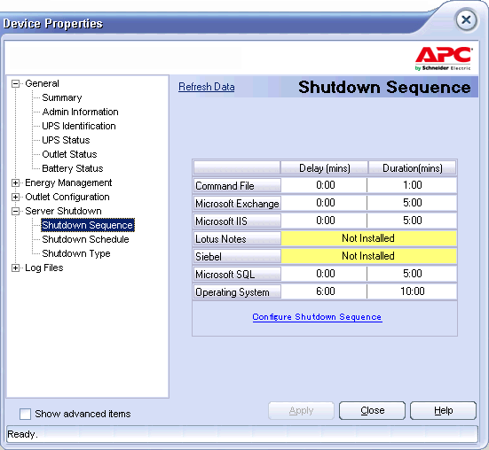 APC UPS - Configure Shutdown Sequence