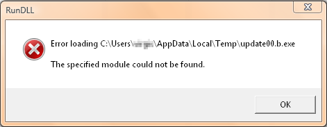 Error loading C:\Users\<username>\AppData\Local\Temp\update00.b.exe