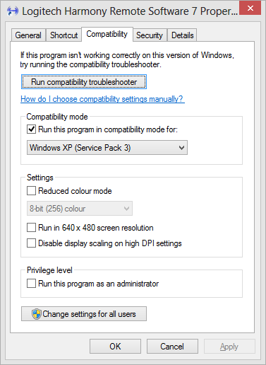 Windows XP Service Pack 3 compatibility mode