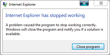 A problem caused the program to stop working correctly.