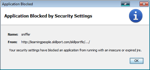 Your security settings have blocked an application
