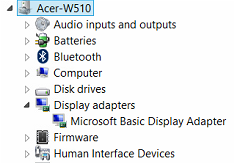 Acer W510 Device Manager