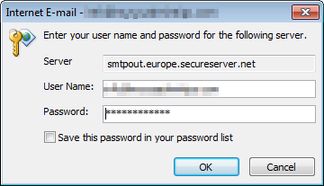 Internet E-mail - Enter your name and password