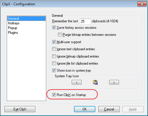 ClipX Configuration menu