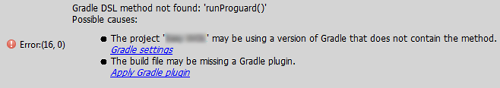 Gradle DSL method not found: 'runProguard()'