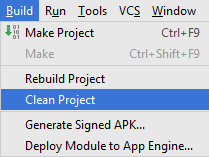 Android Studio > Build > Clean Project
