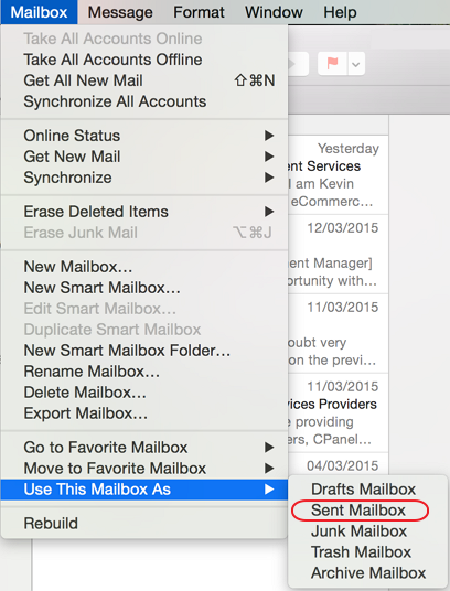 Apple Mail - Use This Mailbox As Sent Mailbox.