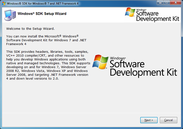 Windows SDK Setup Wizard