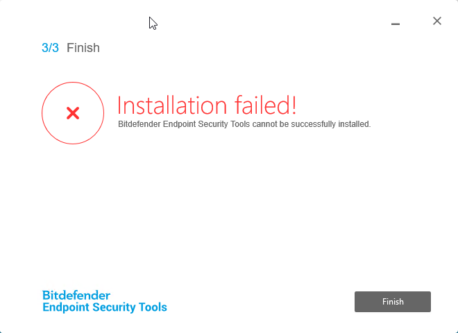 Bitdefender Endpoint Security Tools - installation failed