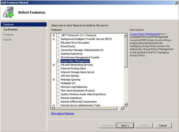 Inatall Group Policy Management 