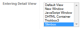 Configuration Manager > Category View > General Settings > Entering Detail View > SlimBox
