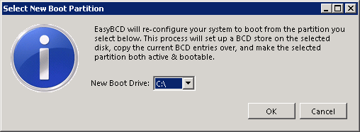 EasyBCD - Select New Boot Partitition