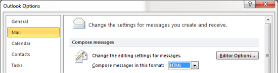 Outlook 2010 - Compose messages in this format