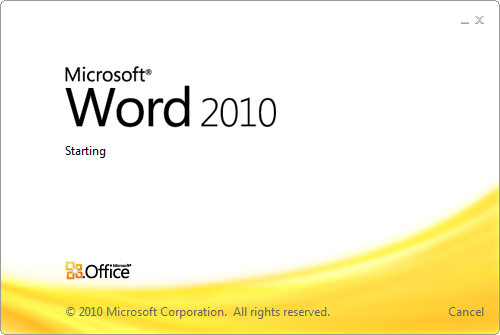 Microsoft Word 2010 Starting...