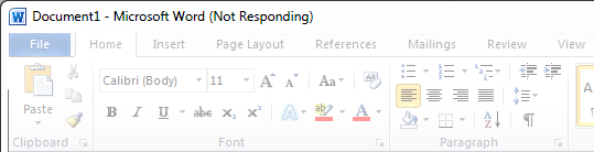Microsoft Word 2010 Not Responding