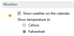 Microsoft Office 2013 weather options
