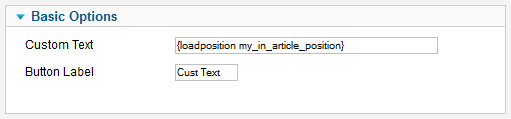 Custom Text Button Plugin Parameters
