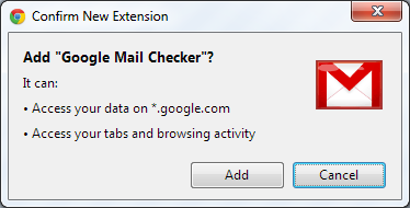 Google Chrome - Confirm new extension
