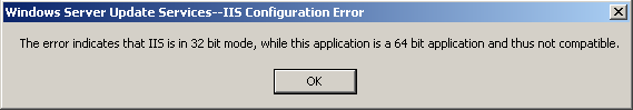 Windows Server Update Services - IIS Configuration Error