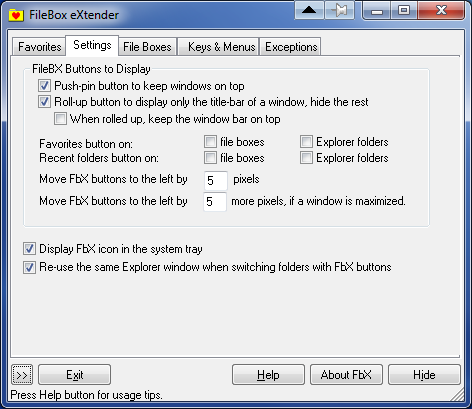 FileBox eXtender Settings