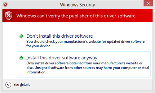 Windows can't verify the publisher of this software