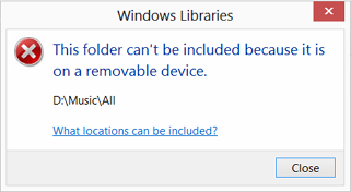 Windows Libraries - This folder can't be included