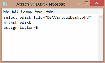 Create attach VHD file