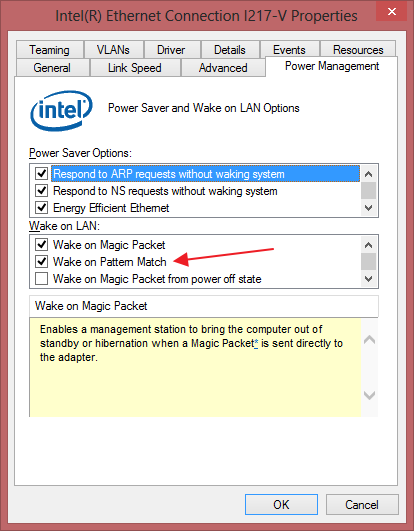 Intel Ethernet Connection Properties