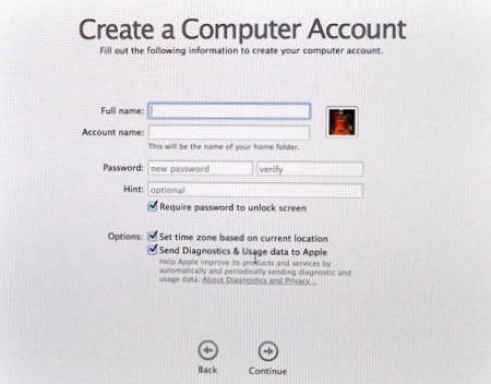 MAC OS Setup - Create a Computer Account