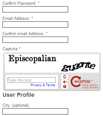 Joomla registration with reCAPTCHA
