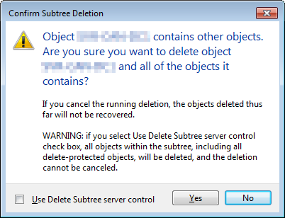 Confirm Subtree Deletion