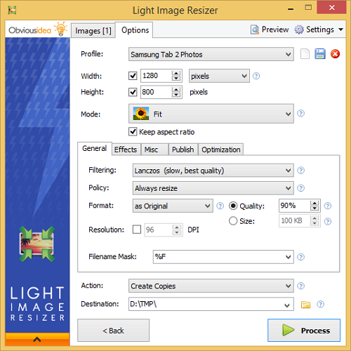 Light image resizer