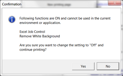Following functions are ON and cannot be used 