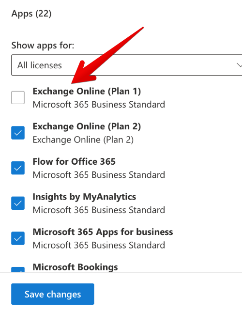 Office 365 > User > Licenses and Apps  > Apps
