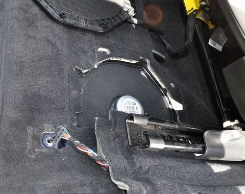 BMW bass speaker cover removed