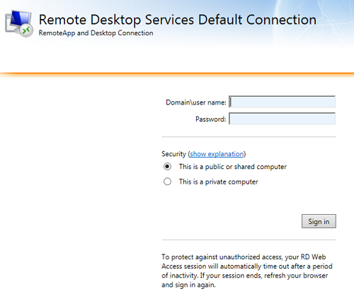 Remote Desktop Service Web Access