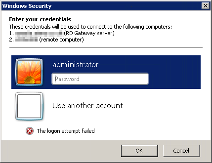 Windows Security - The logon attempt failed