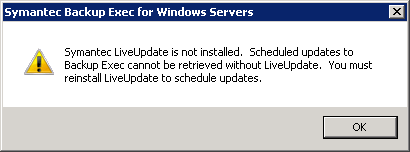 Symantec LiveUpdate is not installed