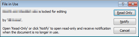 File in Use - locked for editing