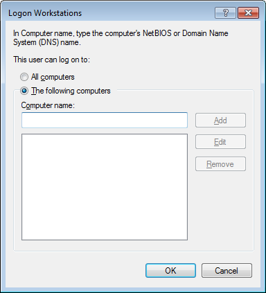 Active Directory - Logon Workstations