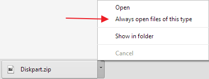 Google Chrome - Always open files of this type
