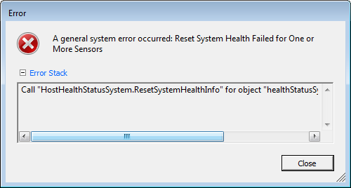 VMware ESXi Reset Sensors error