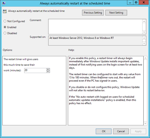 Configure Automatic Updates policy