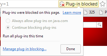 Chrome - Plug-ins were blocked on this page