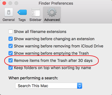 Automatically empty trash in mac os